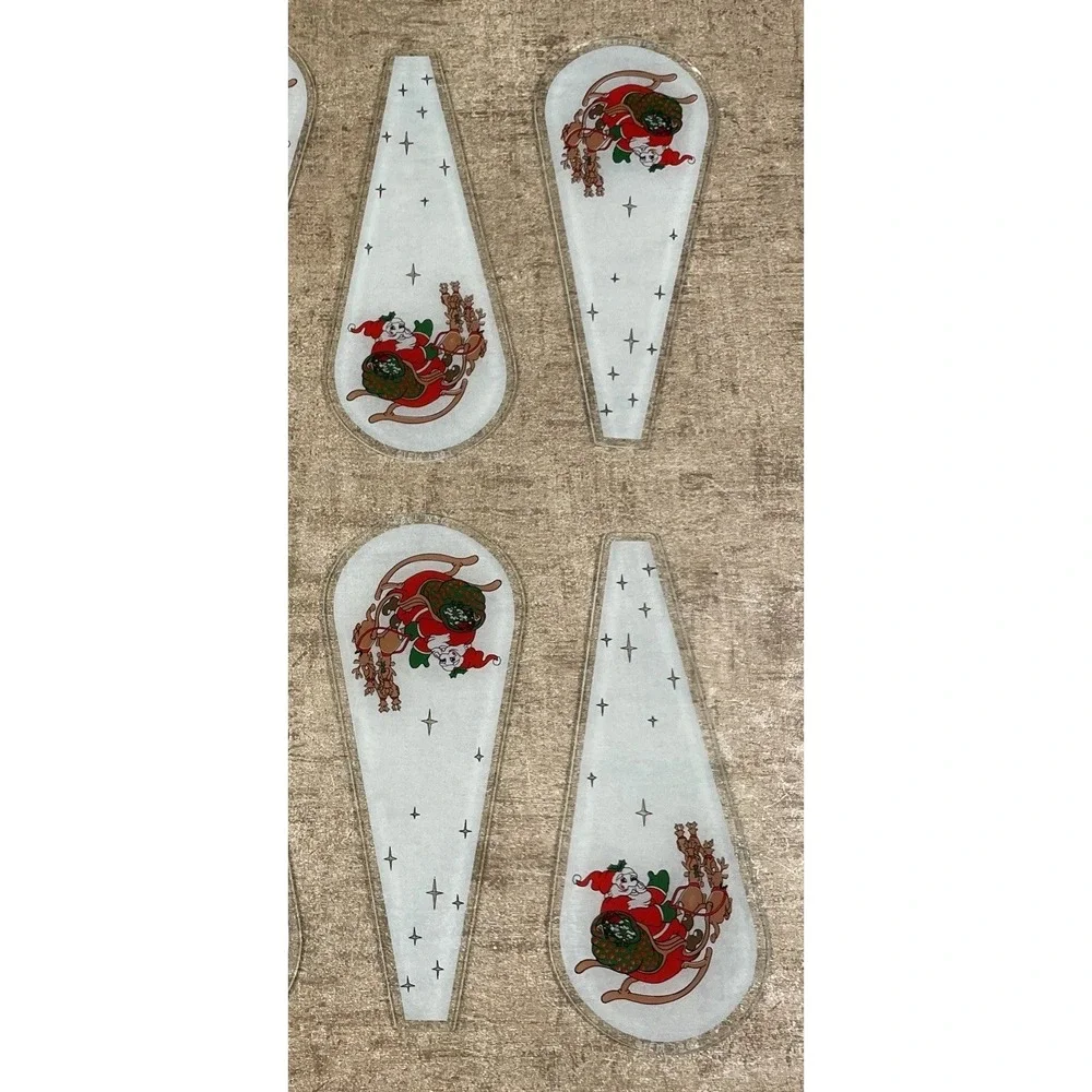 Vintage Set Of 8 IEM Holiday‎ Decor Santa Claus Touch Lamp Panels 1993